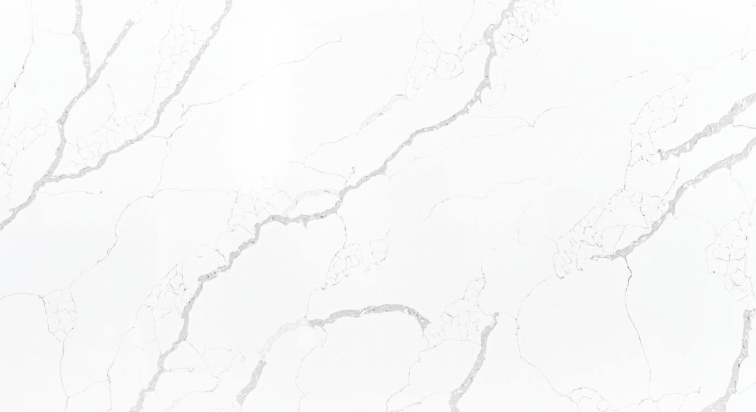 Calacatta Frost Paradigm quartz slab detail in Jaipur — KAVITA Stone Boutique